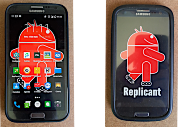 Imagem de dois smartphones à esquerda Samsung Galaxy Note 2 N7100 e à direita Samsung Galaxy S3 I9300