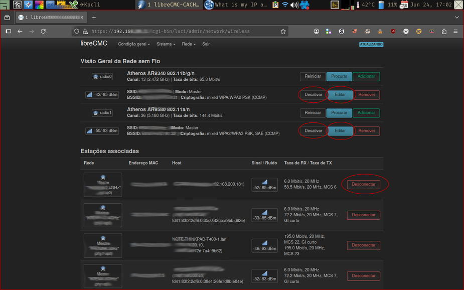 LuCi web interface - Menu Rede sem fio